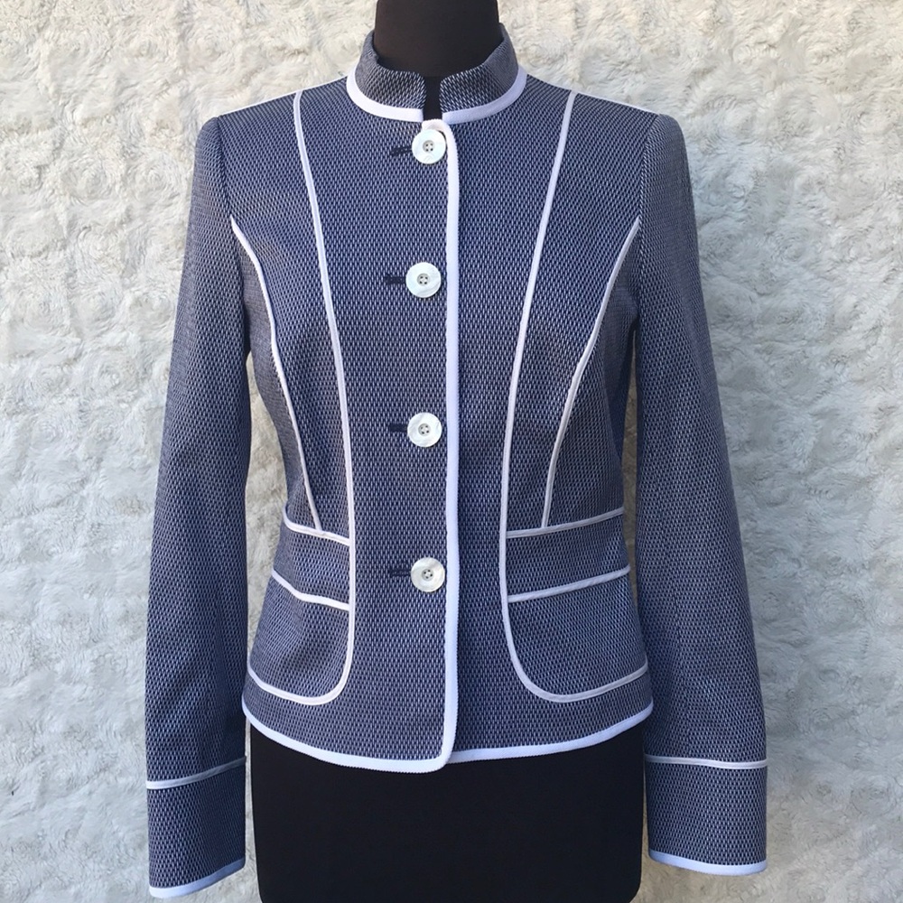 Pristine Worth Navy/White Highly Tailored Jacket 8